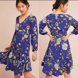 Anthropologie Maeve Maplewood Blue Floral Dress